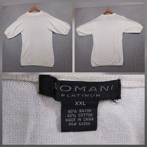 Domani Platinum Shirt Mens XXL White Short Sleeve Textured Knit Rayon Cotton